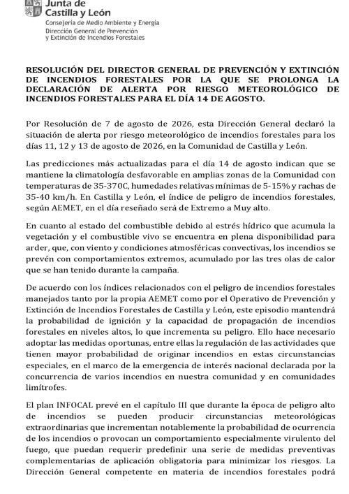 Alerta de incendios 14 08 2026
