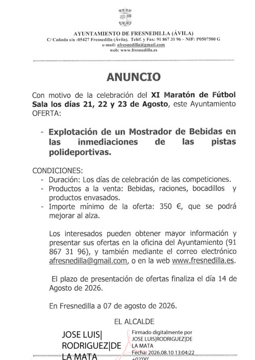 Explotación mostrador de bebidas en las inmediaciones de las pistas polideportivas