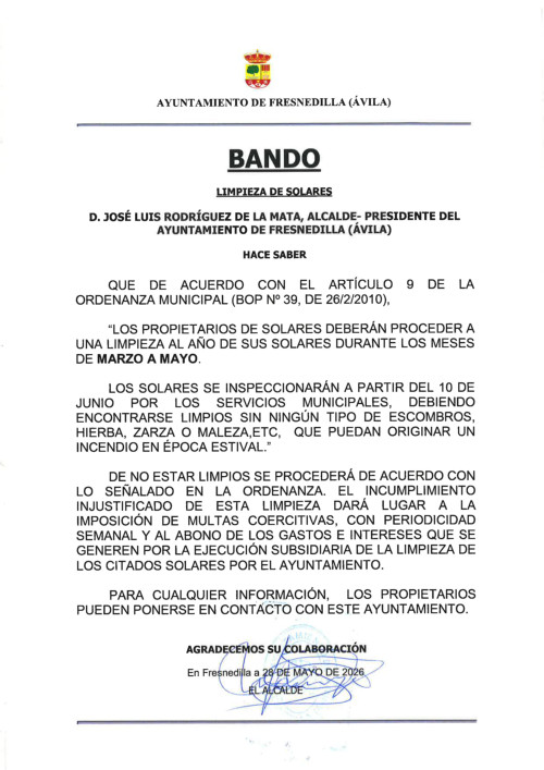 Bando limpieza de solares